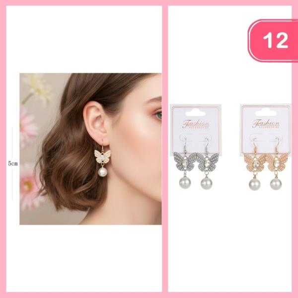 BUTTERFLY PEARL DANGLE EARRING (12 UNITS)