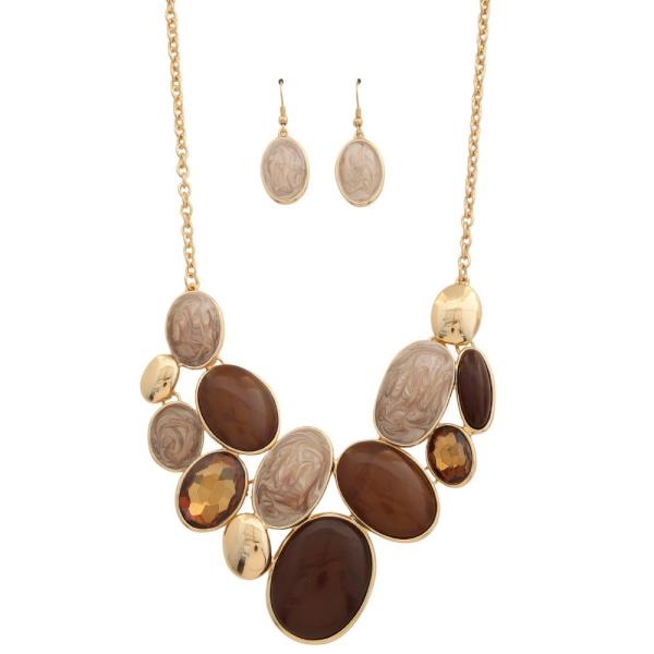 ACETATE OVAL LINK METAL NECKLACE