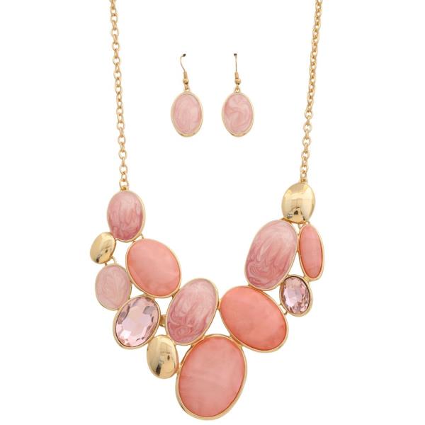 ACETATE OVAL LINK METAL NECKLACE