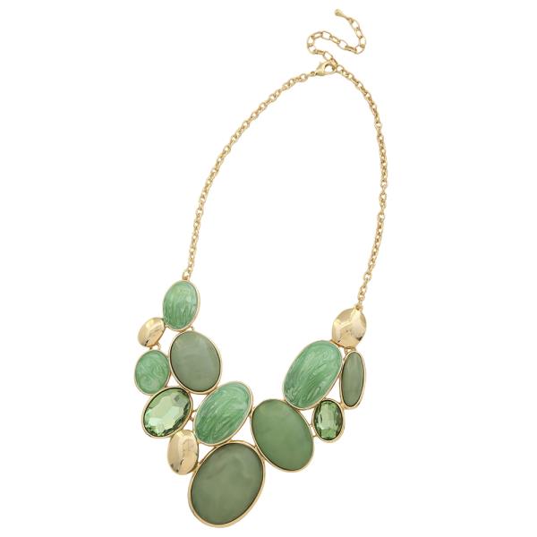 ACETATE OVAL LINK METAL NECKLACE