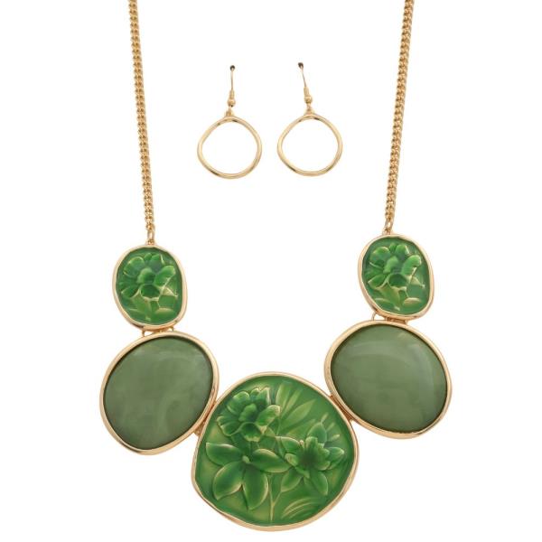 FLOWER OVAL LINK METAL NECKLACE