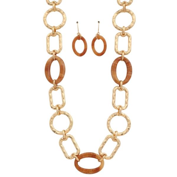 ACETATE OVAL LINK MULTI SHAPE LINK NECKLACE