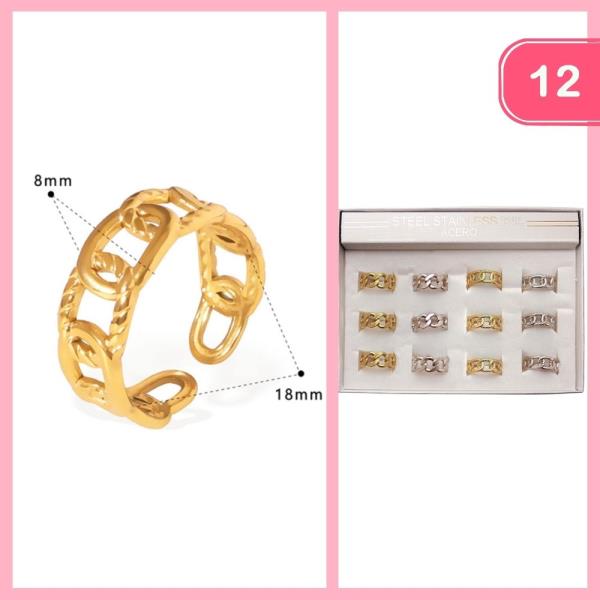 STAINLESS STEEL CHAIN LIKE RING (12 UNITS )
