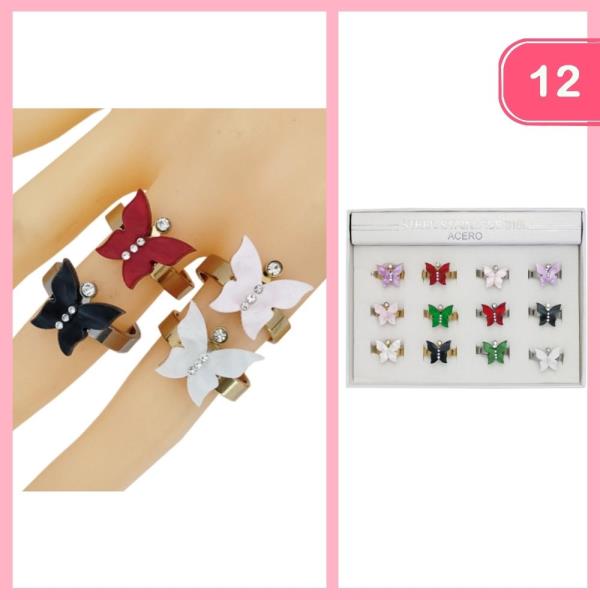 BUTTERFLY RHINESTONE RING (12 UNITS)