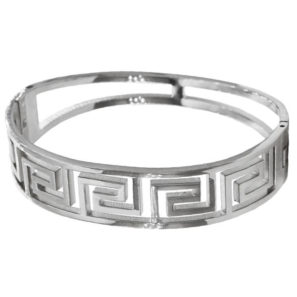 GREEK KEY STAINLESS STEEL BANGLE BRACELET