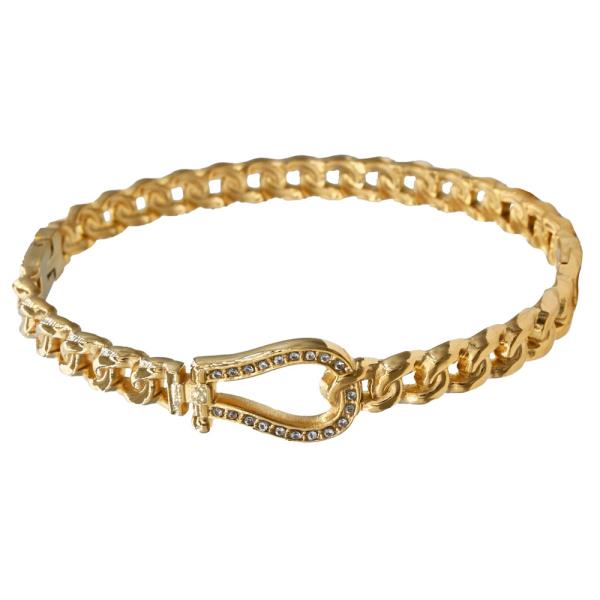 CZ HORSE STAINLESS STEEL BANGLE BRACELET