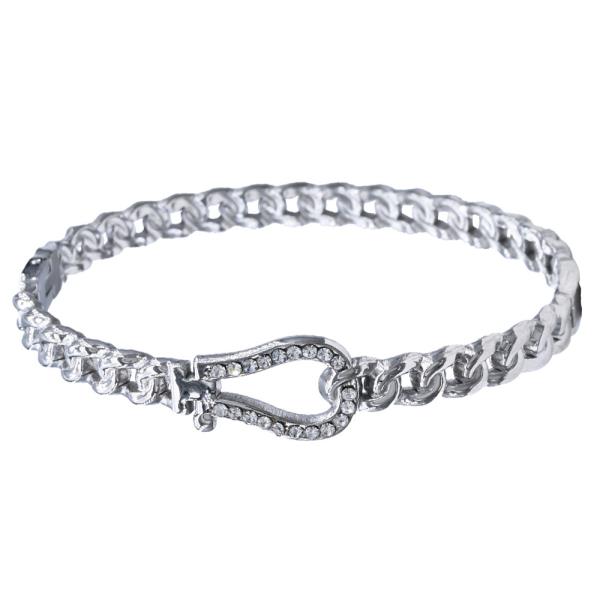 CZ HORSE STAINLESS STEEL BANGLE BRACELET