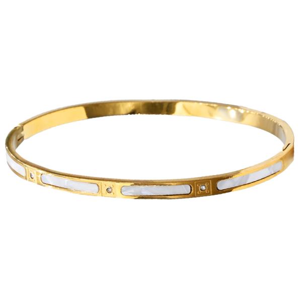 MOP STAINLESS STEEL BANGLE BRACELET