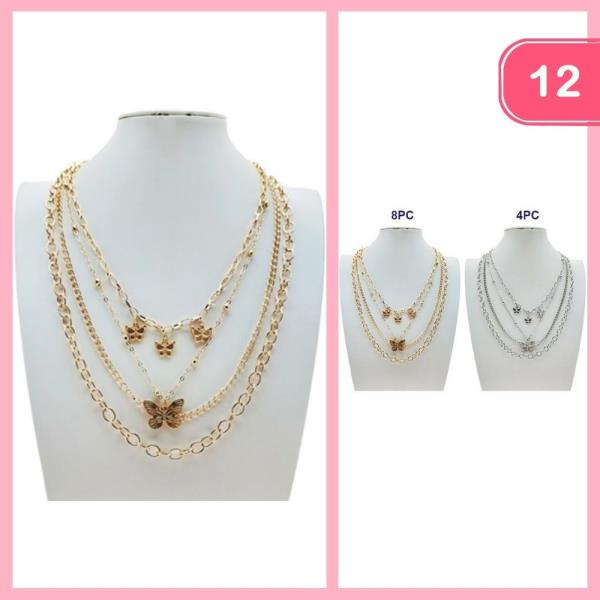 LAYERED BUTTERFLY PENDANT NECKLACE (12 UNITS)