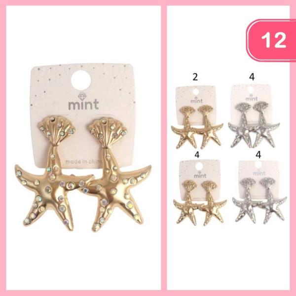 RHINESTONE STARFISH EARRING (12 UNITS)