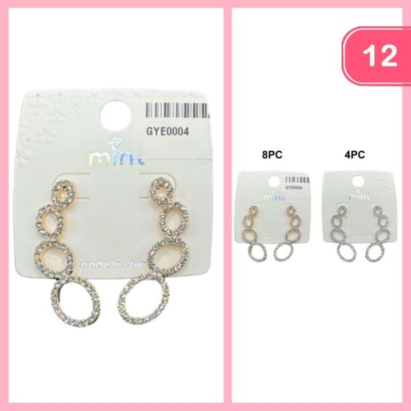 CURVED RHINESTONE EARRINGS (12 UNITS)