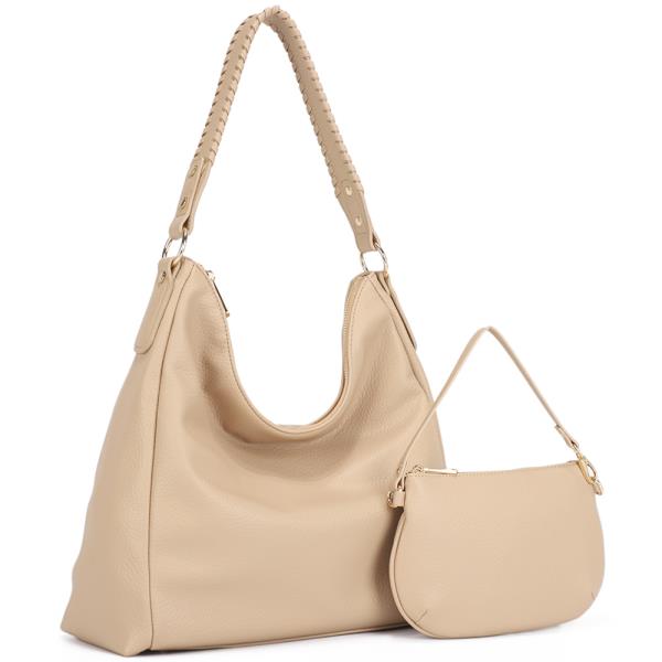 2IN1 PLAIN SHOULDER HOBO BAG W MINI BAG SET