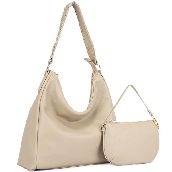 2IN1 PLAIN SHOULDER HOBO BAG W MINI BAG SET