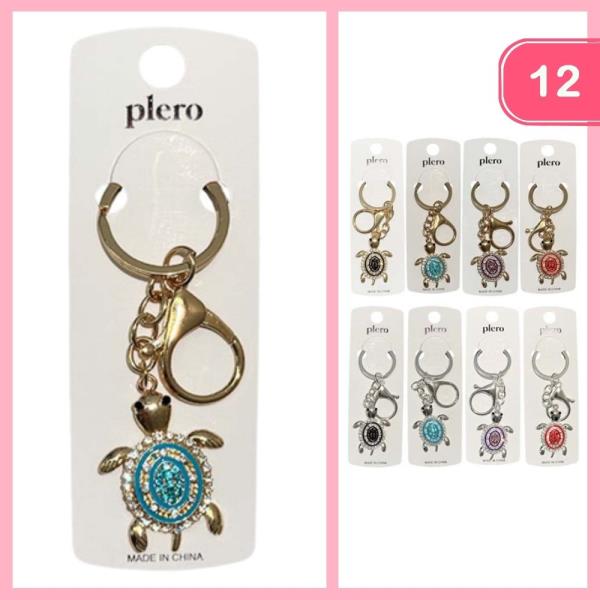 RHINESTONE TURTLE KEYCHAIN (12 UNITS)