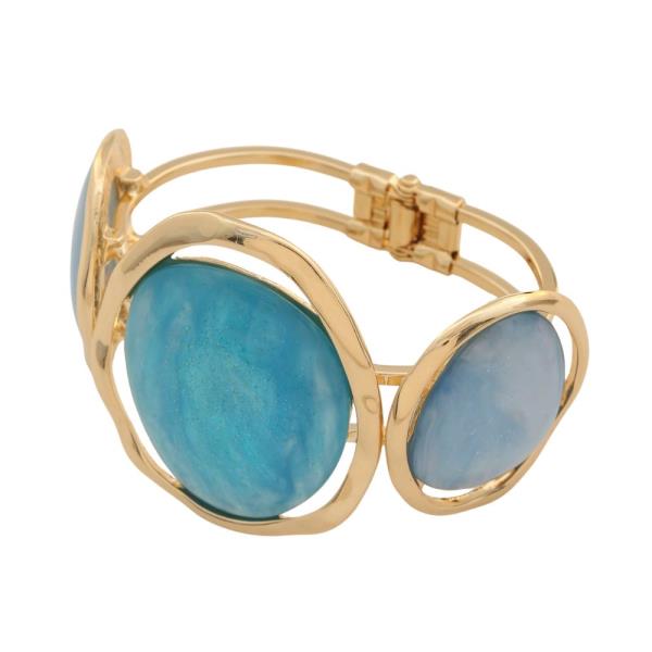 TW TONE ROUND METAL HINGED BRACELET