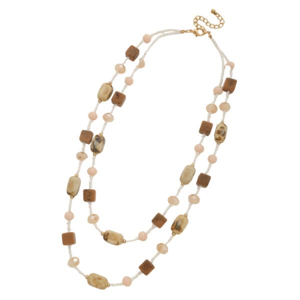 CUBE MIXED BEAD LAYERED NECKLACE