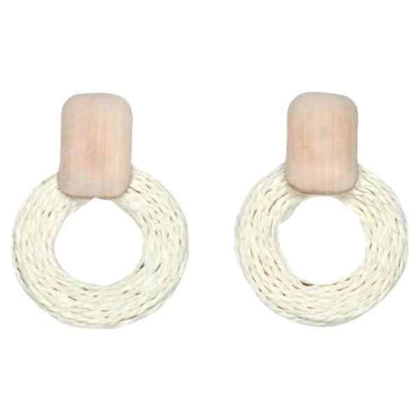 TWINE WOODEN RECTANGLE EARRING
