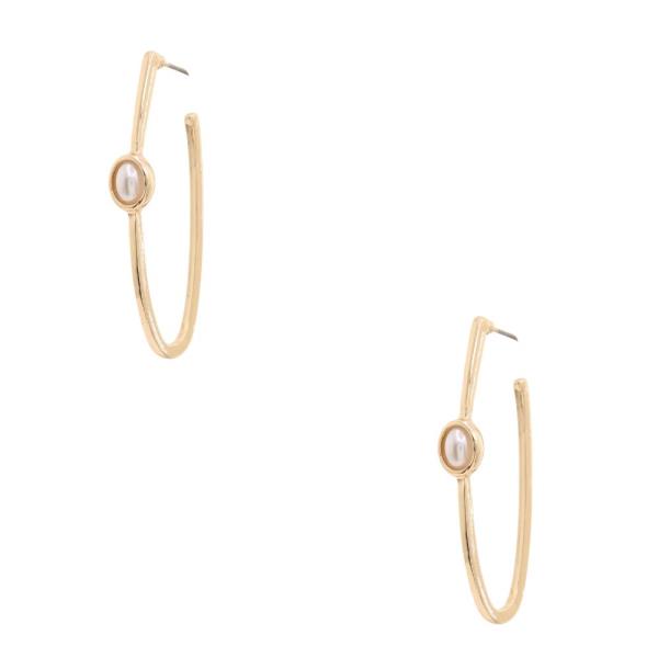OVAL PEARL BEAD OPEN OVAL EARRING