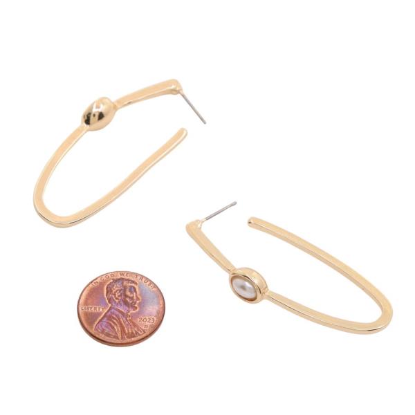 OVAL PEARL BEAD OPEN OVAL EARRING