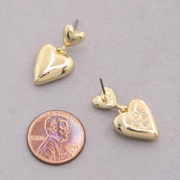 DOUBLE HEART LINK METAL DANGLE EARRING