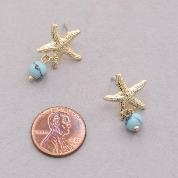 STARFISH TURQUOISE BEAD EARRING