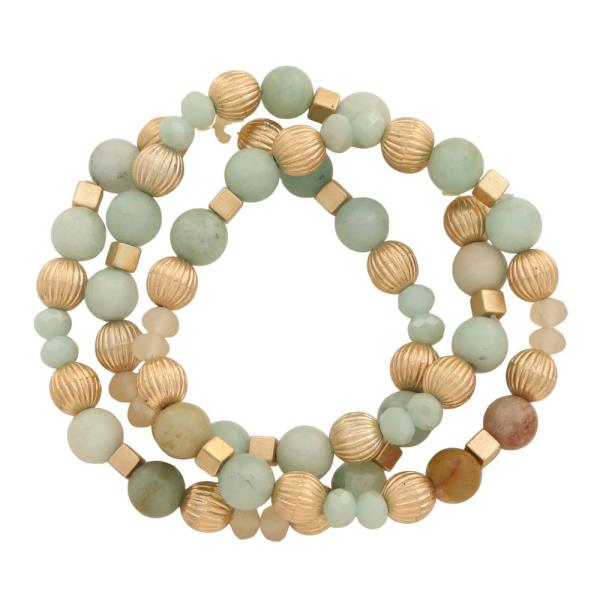 TEXTURED MIXED BEAD BRACELET SET