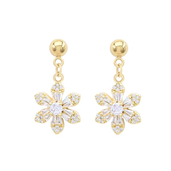 CZ FLOWER STAINLESS STEEL POST EARRING