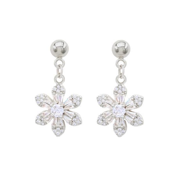 CZ FLOWER STAINLESS STEEL POST EARRING