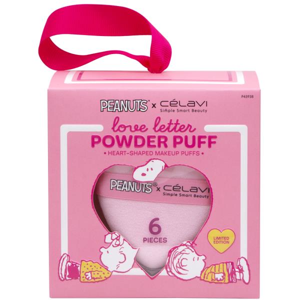CELAVI X PEANUTS LOVE LETTER HEART SHAPED 6PC POWDER MAKEUP PUFFS
