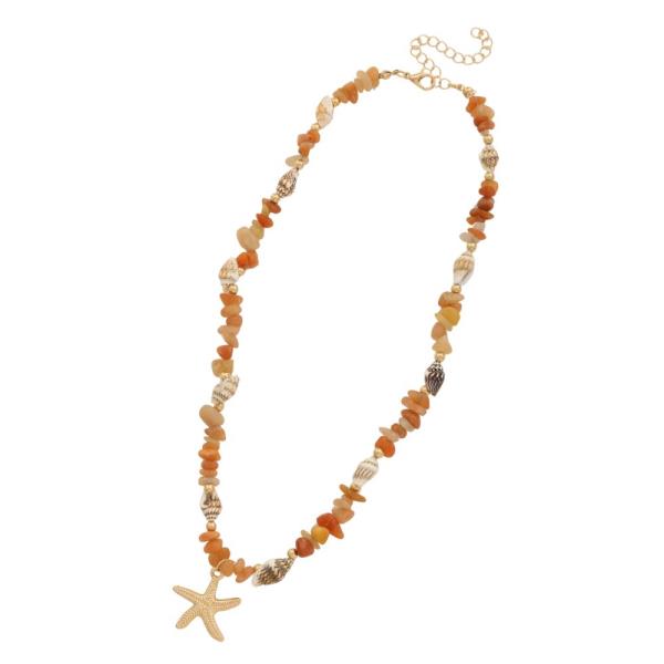STARFISH CHARM BEADED NECKLACE