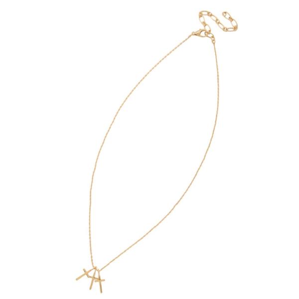 TRIPLE CROSS CHARM METAL NECKLACE