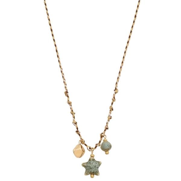 STAR CHARM BRAIDED LINK NECKLACE