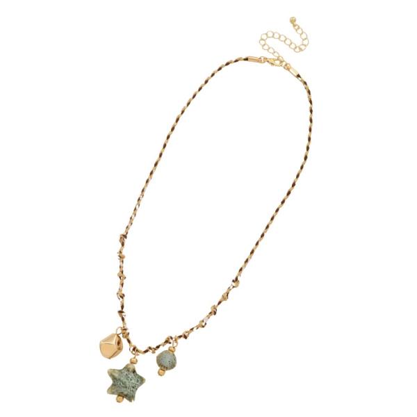 STAR CHARM BRAIDED LINK NECKLACE