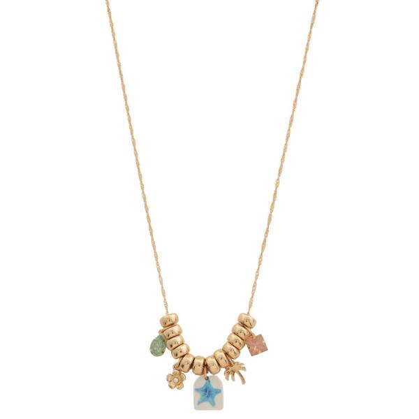 MULTI CHARM BEADED NECKLACE