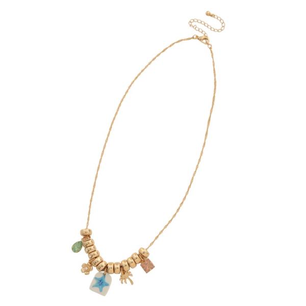 MULTI CHARM BEADED NECKLACE