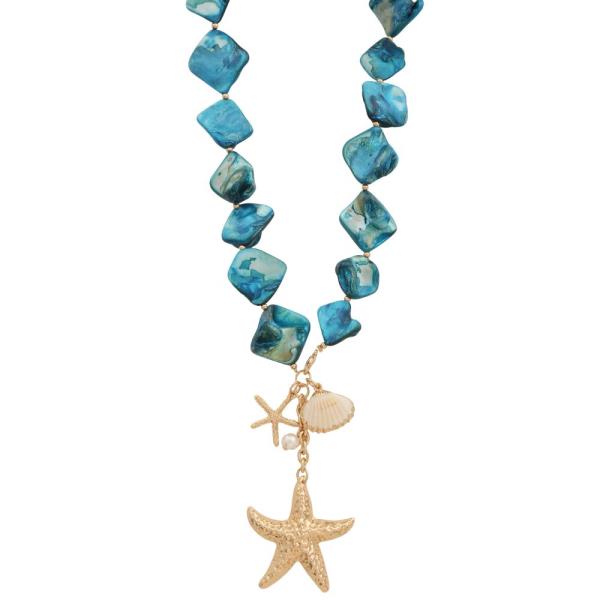 STARFISH PENDANT SEASHELL CHARM BEADED NECKLACE