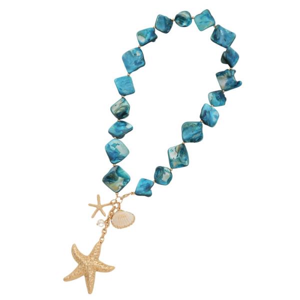 STARFISH PENDANT SEASHELL CHARM BEADED NECKLACE