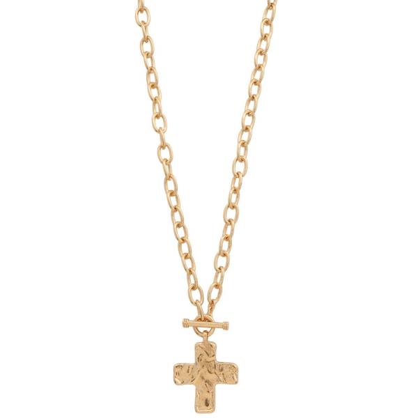 CROSS PENDANT TOGGLE CLASP OVAL LINK METAL NECKLACE