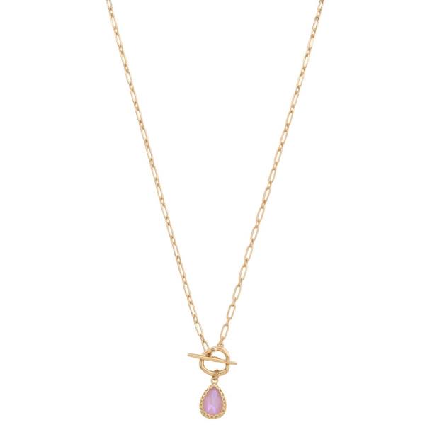 TEARDROP TOGGLE CLASP METAL NECKLACE