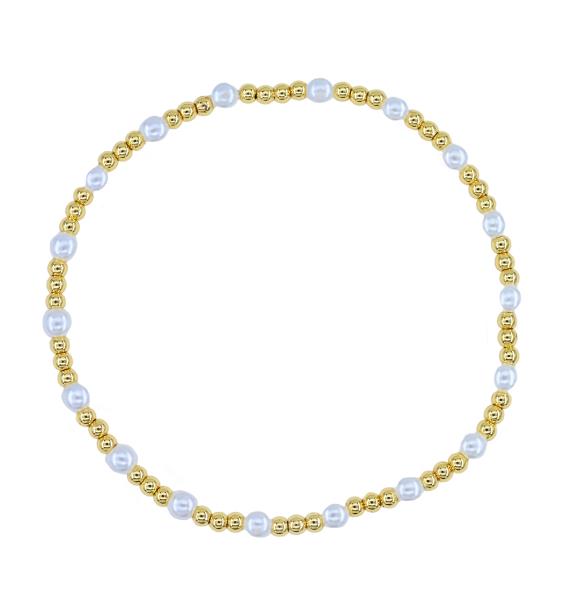 PEARL STAINLESS STEEL SEED BEAD STRETCH BRACELET