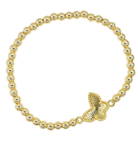 BUTTERFLY STAINLESS STEEL BALL STRETCH BRACELET