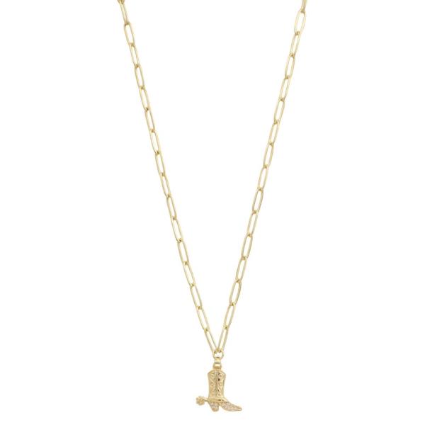 STAINLESS STEEL CZ BOOTS PENDANT NECKLACE