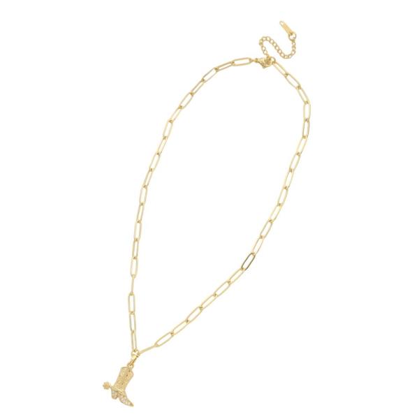 STAINLESS STEEL CZ BOOTS PENDANT NECKLACE