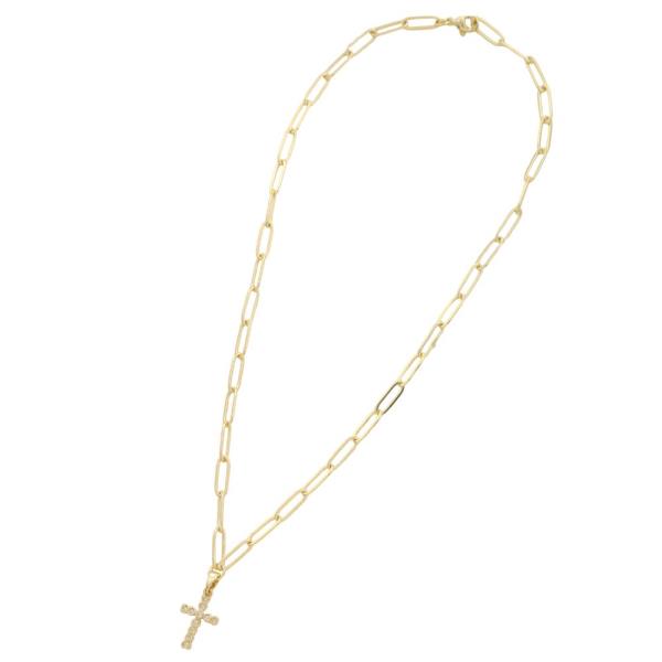 STAINLESS STEEL CZ CROSS PENDANT NECKLACE