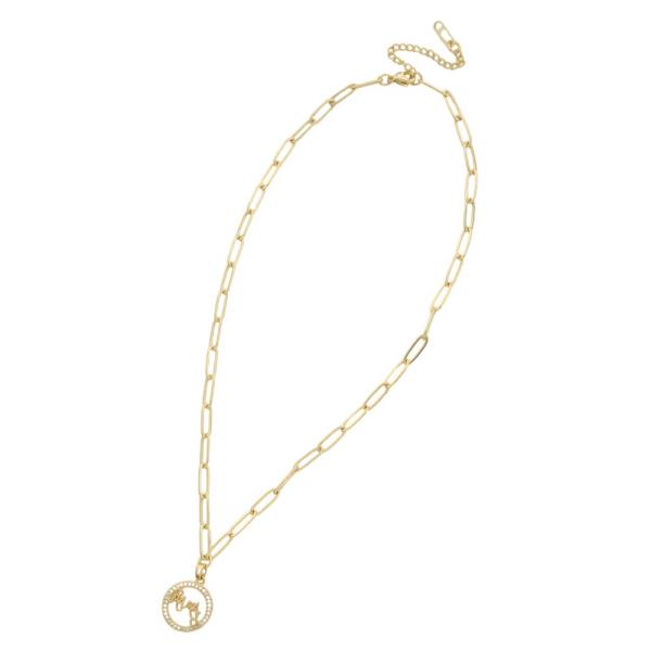 STAINLESS STEEL CZ MAMA ROUND PENDANT NECKLACE