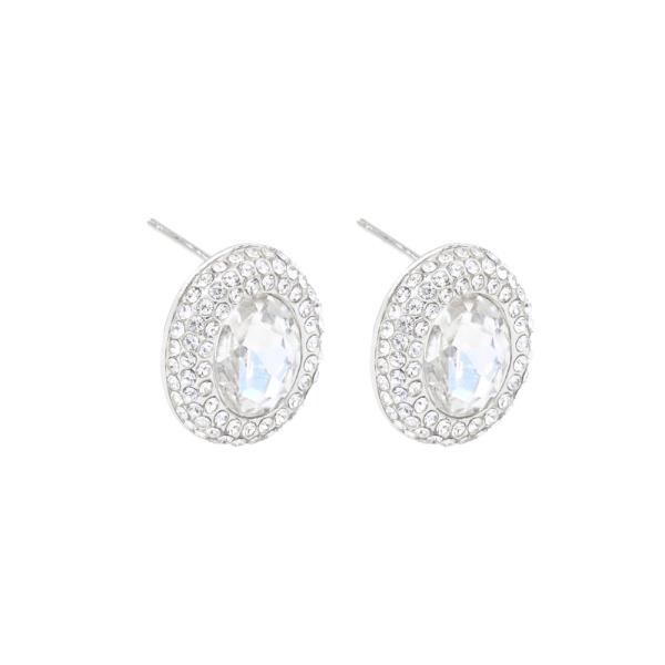 BRASS OVAL RHINESTONE EARRING