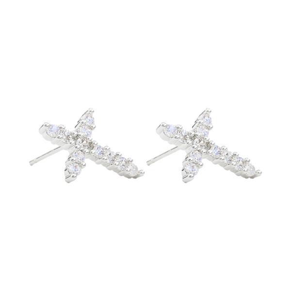 CZ CROSS BRASS EARRING