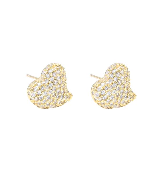 HEART CZ BRASS EARRING