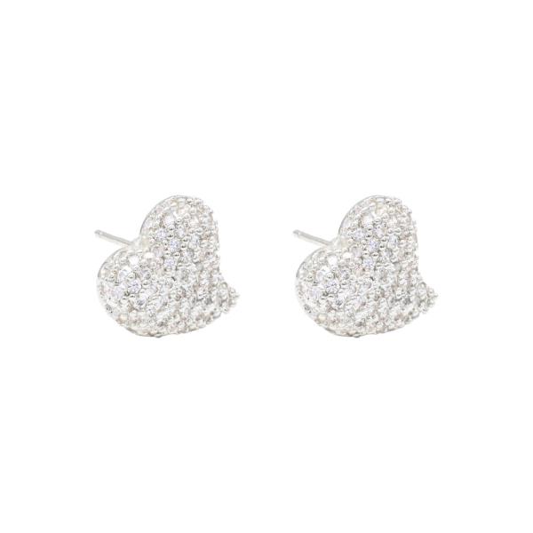HEART CZ BRASS EARRING