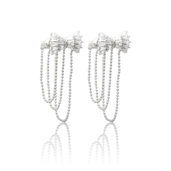 RIBBON CZ STRING POST EARRING